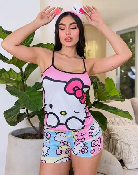 Short Blusa Tiras Hello Kitty